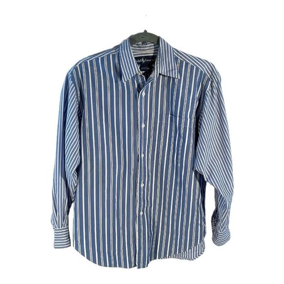 Ralph Lauren Women’s Blue Stripe Button Down Shirt Classic Preppy Collared Sz 6 - Picture 1 of 15
